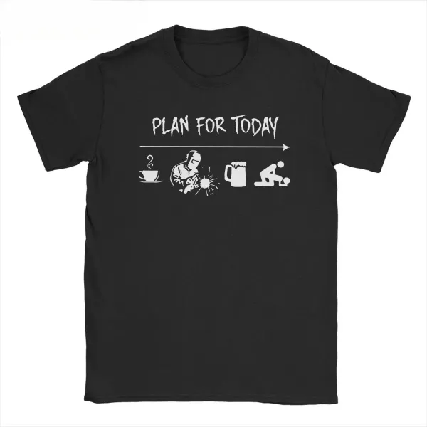 NG Funny Welding Gift Cotton Tops Round Neck Tees Gift Idea T-Shirt Men Women's Plan For Today Coffee Weldder Beer Sex T Shirts