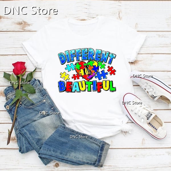 Women'S T-Shirt Autism Awareness Mother Tshirt White Casual Women'S Love Femme Short Sleeve Top Wholesale