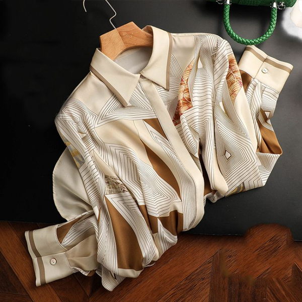 2023 Summer New Fashion Printed Short Sleeve Lapel Casual Simplicity Commuter Temperament Women's Clothing Vintage Tops Blouse