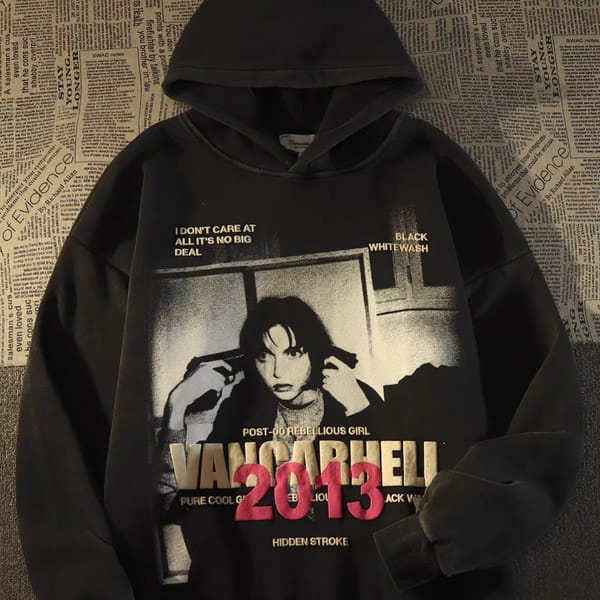 Autumn American retro character print hoodie with men's and women's trendy brand loose street hip-hop jacket top trendy hoodies