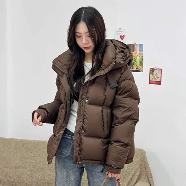Women's Down Jacket Hooded Short Down Jacket Casual Versatile Cuff Label Design 90 Duck Down Thickened Women's Bakery Clothing