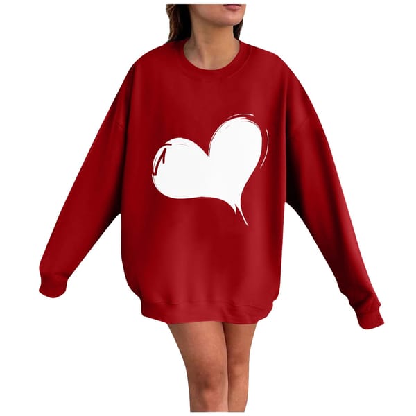 Autumn Winter Women'S Hoodies Pink Love Print Fashion Red Long Sleeve Workout Hoodies Female Oversized O-Neck Clothes Ladies