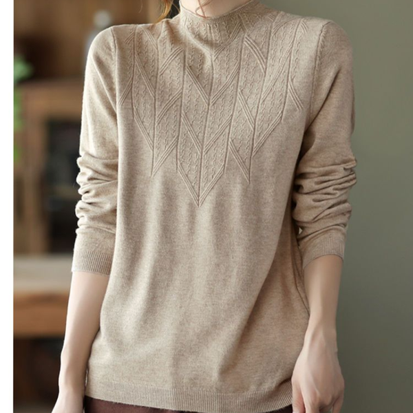 Autumn and Winter Fashion New Temperament Women's Clothing Half High Neck Long Sleeve Solid Color Commuting Versatile Pullover