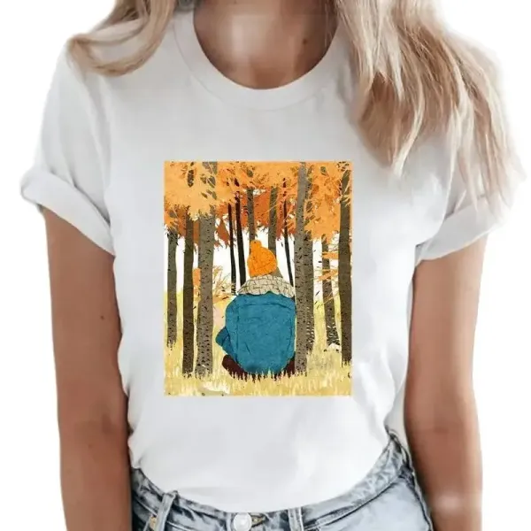 New Women's Pumpkin Halloween Thanksgiving Loose Top for Women Short Sleeve T-shirt for Women Casual Summer Fashion Girl Tshirt