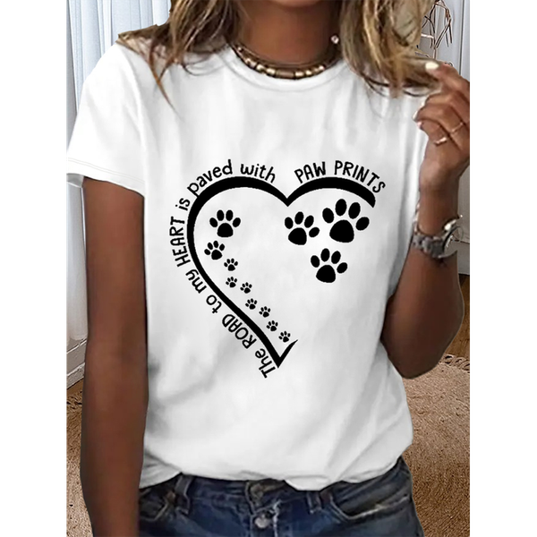 Women's Dog Lovers Print T-Shirts Casual Harajuku Fashion Short Sleeve O-Neck Tops Loose T-Shirt Oversized Female Clothing