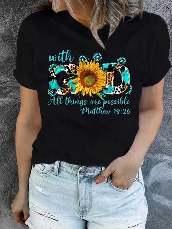 Women's Sacred Geometric Print Casual T Shirt Easy Care Breathable Summer Top Inspirational Round Neck Short Sleeve Fashion