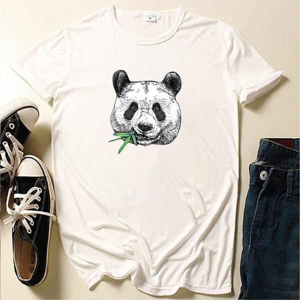 Seeyoushy Panda Head Print Summer Women's Short Sleeve O-neck Top Trend Streetwear Y2K Aesthetic Clothing Casual Women's T-shirt