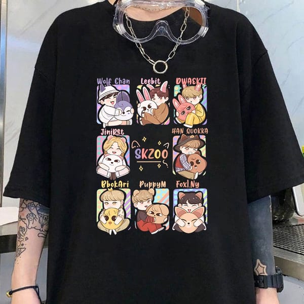 Women's Y2k Fashion Funny K-POP Cute Print T Shirt Summer Unisex Loose Casual Plus Size Graphic Tee Tops