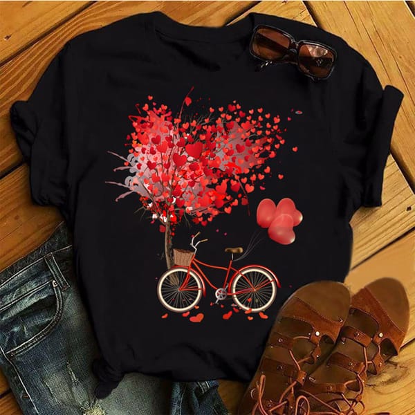 Summer New Harajuku Women Short Tops Sleeve Shirts O Print Couples Women T Day Lovers Valentine's Neck Women's Women Shirt