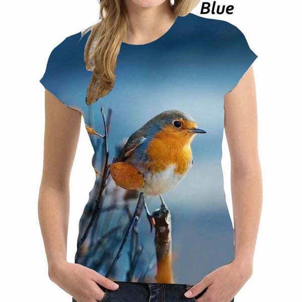 Women's T-shirts For Girls 3D Print Bird Graphic T Shirt Summer Fashion Casual Street Short Sleeve Tops Tees