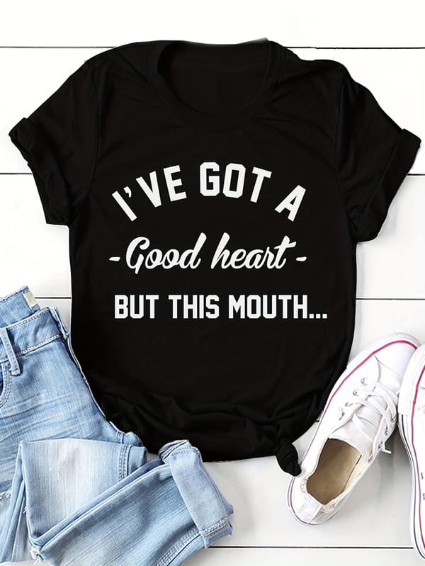 Women's Letter Print Crew Neck T-Shirt - Casual Short Sleeve Top for Spring & Summer