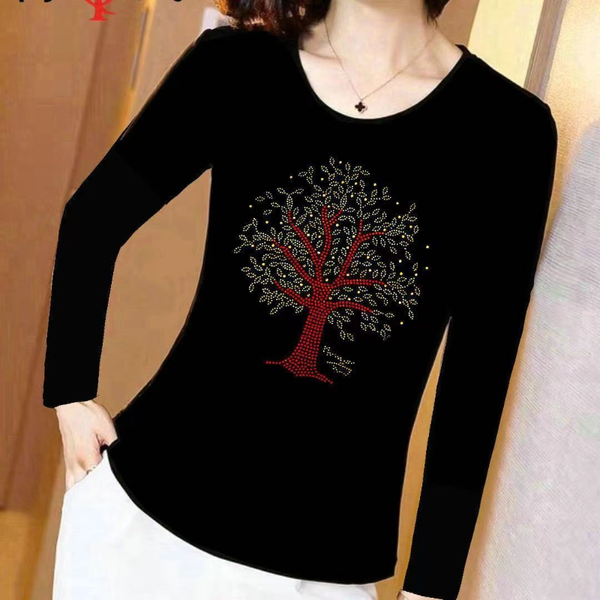 2023 Autumn and Winter New Temperament Versatile Oversize Women's Clothing Fashion Print Round Neck Long Sleeve Commuter T-shirt