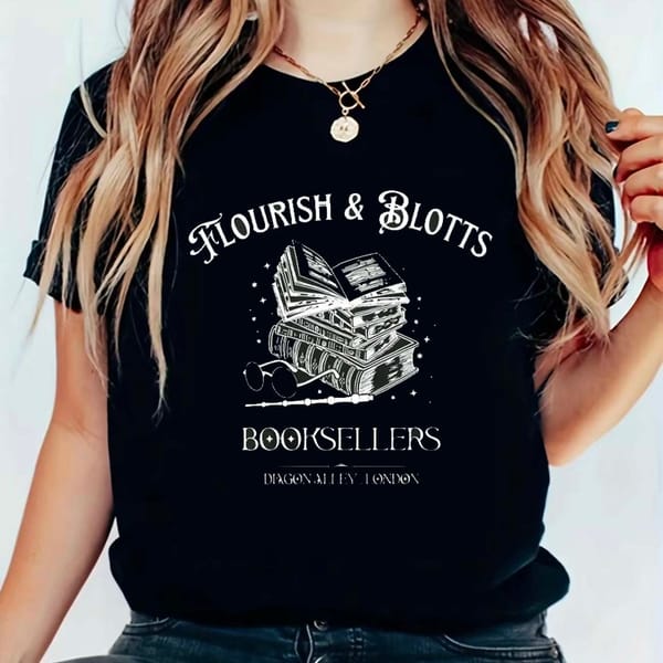 Vintage Flourish Tshirts Cartoon Funny Women's T-Shirt Books Graphic Soft Summer Short Sleeve Halloween Style Retro Printed Fash