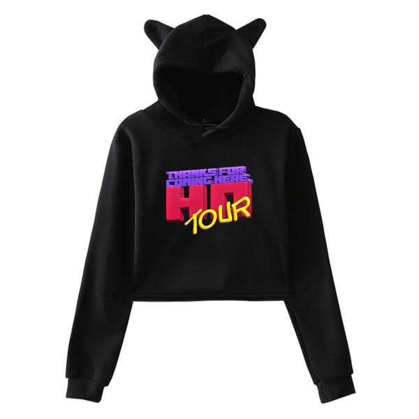 Flo Milli Thanks For Coming Here Ho Tour Pullover Cat Ears Hoodie Long Sleeve Crop Top Streetwear Women's Clothes