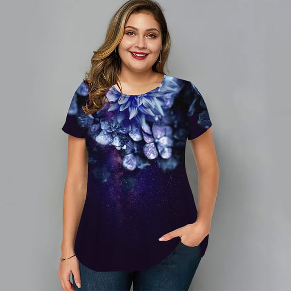 Women's T-Shirts Flower 3d Print T-Shirt Harajuku Casual Short Sleeve Top Tee O Neck Oversized Female Clothing Summer