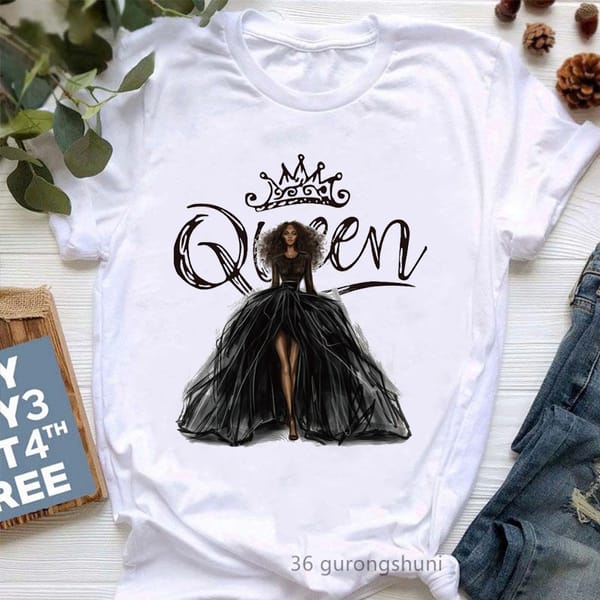 Black Girls Queen women's tshirt fashion Harajuku Tee shirt femme summer women's short sleeve tshirt high quality girls tshirt