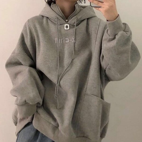 Spring and autumn thin Korean style loose high collar zipper hooded Harajuku style top student sweatshirt women's jacket trendy