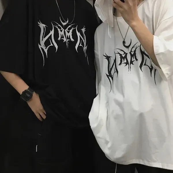 Women's T-shirt Harajuku Hip-Hop Loose Punk Letter Printing Women Oversize Short-sleeve Tops Y2K Clothing Vintage T Shirt