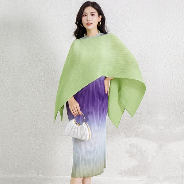 Miyake Pleated Pullover Scarf, Shawl Thin, Summer Versatile Chiffon Pleated Scarf, Women's Fashion Blouses
