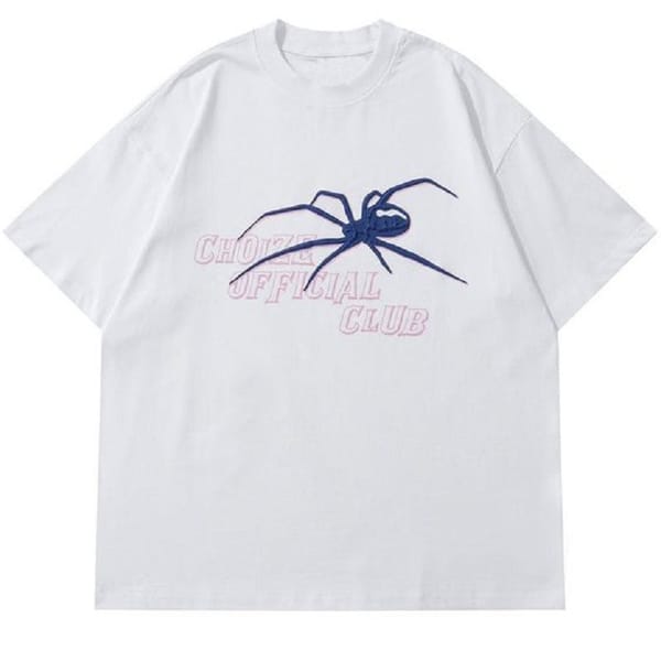 Summer loose spider printed T-shirt top Y2K, fashionable high street trend, cotton short sleeved men's and women's T-shirt