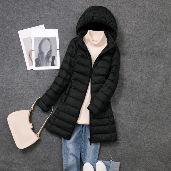 Women Lightweight Down Jacket Long Puffer Down Coat Windproof Winter Warm Slim Hooded Outerwear Winter Autumn Women'S Clothing