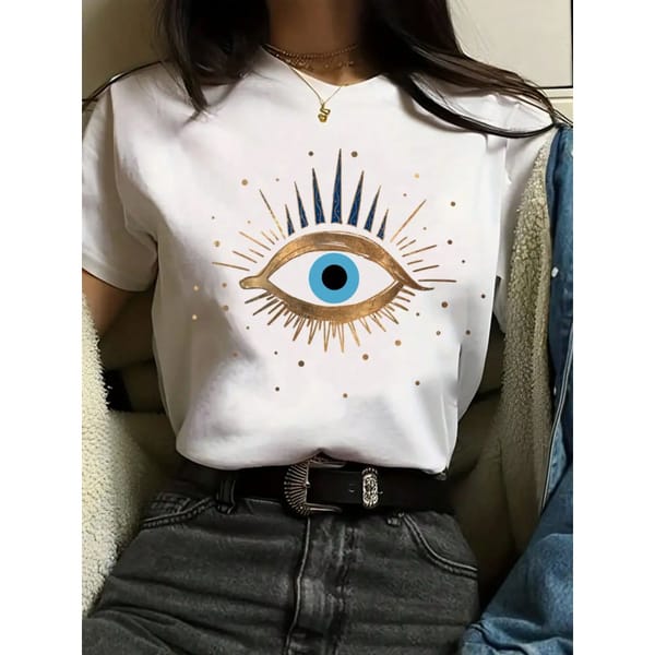 Women's eye print short sleeve t-shirt