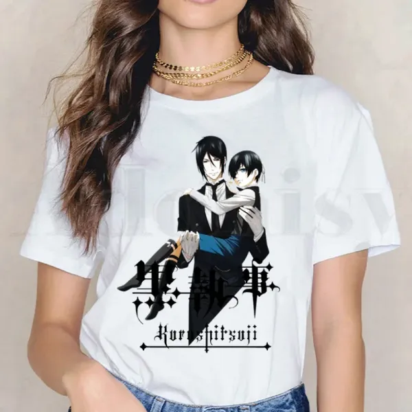 Black Butler Sebastian Ciel Phantomhive Short Sleeve Female Tops Tees Harajuku  VintageT Shirts Women's T-shirt