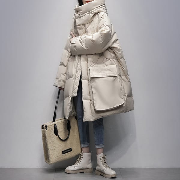 High-End Thicked Black Long Loose 90 White Duck Down Coats Women's Hooded Warmer Bread Clothing Korean Version Jackets