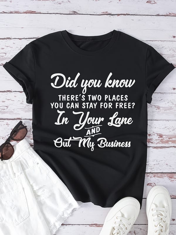Women's Letter Print Crew Neck T-shirt - Casual Short Sleeve Top for Spring & Summer
