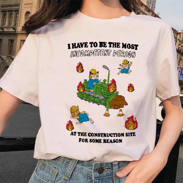 I Have To Be The Most Women's Cartoon 90s Round Neck Cat Print Short Sleeved Trendy Casual T-Shirt Women's Print Summer T-Shirt.