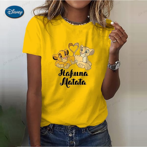 The Lion King Simba printed T-shirt street clothing short sleeved T-shirt men's and women's summer clothing T-shirt T-shirt top