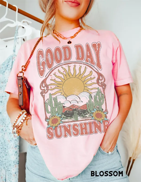 Aesthetic Tee Shirt Fashion Women's Top Good Day Sunshine T Shirt Printed Graphic Tshirt Harajuku Summer Clothes Vintage Y2K Tee