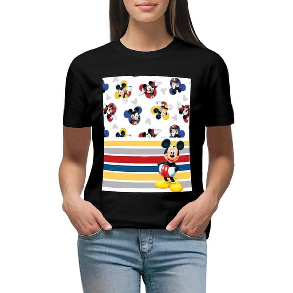 Fashion Disney Mickey Mouse T-shirt Y2k Women's Clothing Summer Casual Kawaii T Shirts Clothes