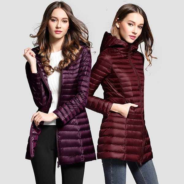 Women's Spring Clothing Fashion Hooded White Duck Down Coats Oversize Windbreaker Mid-length Slim Fit Lightweight Puffer Jackets