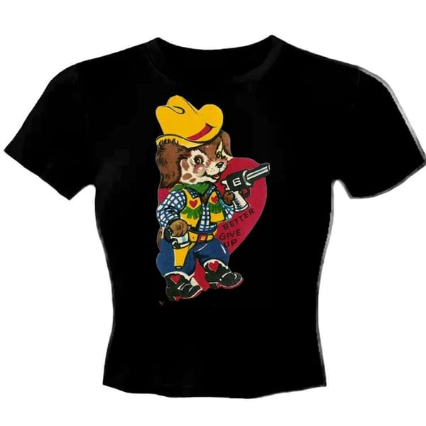 A niche sweet and cool cartoon dog short top for women's summer 2024 new loose casual style short sleeved inner T-shirt