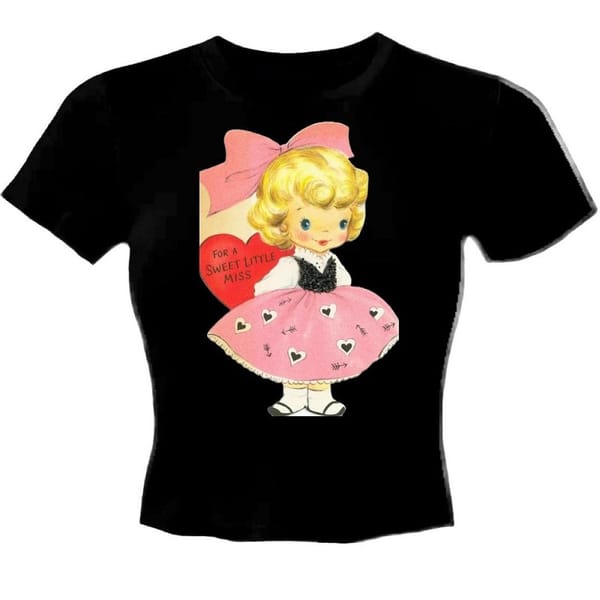 Y2K 2024 Summer American Retro Spicy Girl Slimming Love Girl Printed Short T-shirt Women's Temperament Short Top