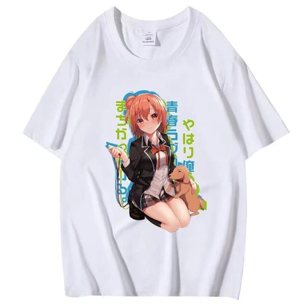 Women's T-shirt Anime Secondary Around Round Neck Tshirt Short Sleeve My Youth Love Story Really Has A Problem Print Clothes y2k