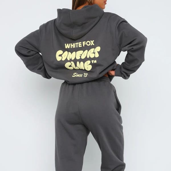 Women's Hoodies Sets 2024 Spring Fleeced Letters Printing Loose Hooded Two Piece Sweatpants Jogger Pants Set Sweatsuit Tracksuit