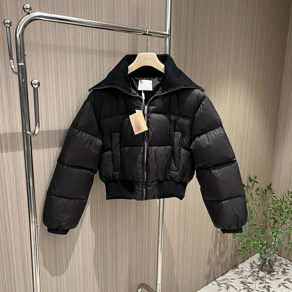 Women's Clothing sweet age-reducing Ribbed down jacket with large lapel neck and high neck  Winter New
