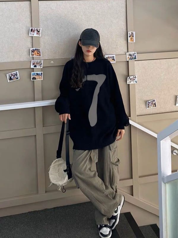 American Retro Round Neck Sweater Women's New Fall and Winter Thickened Fashion Versatile Pullover Tops Lazy Style Sweatshirt