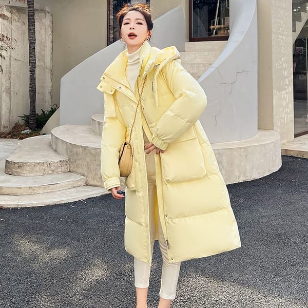 2023 New Winter Down Jackets Women's Clothing Long Parkas Loose Hooded Warm White Duck Coats Female Thick Overcoats B107