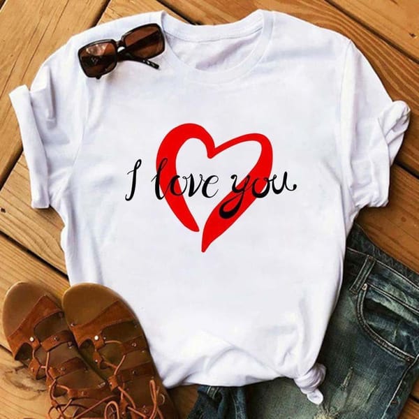 New Flower Love Flower Round Neck Casual Loose Short Sleeve Women's T-shirt Tops  Graphic T Shirts