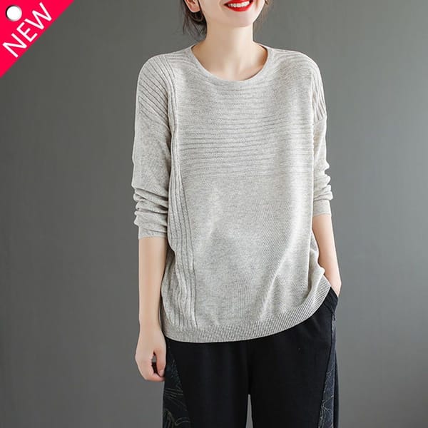 Temperament Versatile Commuter Women's Clothing 2023 Autumn Winter New Round Neck Long Sleeve Simplicity Solid Color Pullover