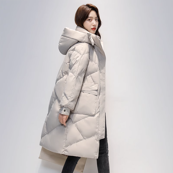 Women's Winter White Duck Down Coat Casual Down Coat Long Coat Women's Outdoor Clothing Loose Padded Hooded Warm Parka