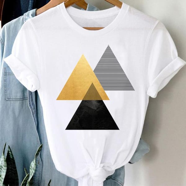 Women's Short Sleeve T-shirt Fashion Geometric Print Base Shirt Graphic T Shirts  Aesthetic Clothes  Women Clothes