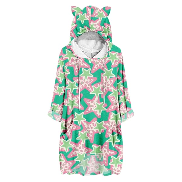 Women's Hoodie Star Printing Loose Fashion Half Sleeve Casual Fashion Women Cat Ears Sweatshirt Hoodies