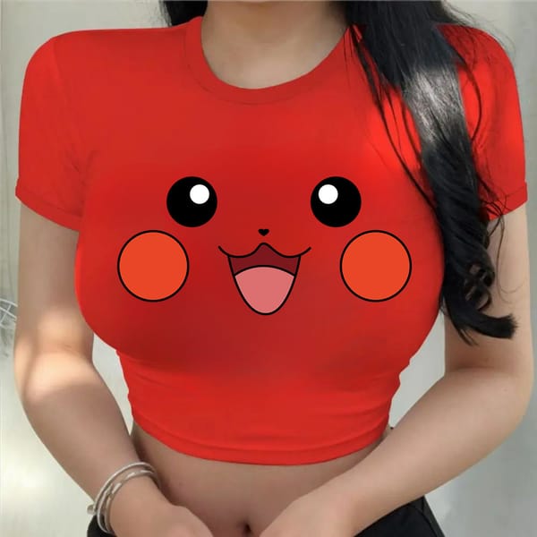 Cute expression T-Shirts Women's Crop Tops Clothes Punk Streetwear Sweet Emo Girls Sexy tops
