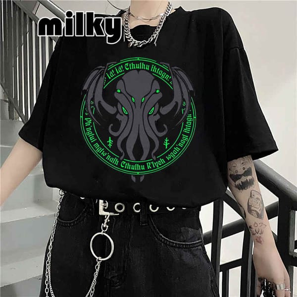 Gothic Top cthulhu Tshirt For Women Cartoon Short Sleeve Game harajuku t-shirt Hip Hop Graphic T shirts 2023 Women's Clothing