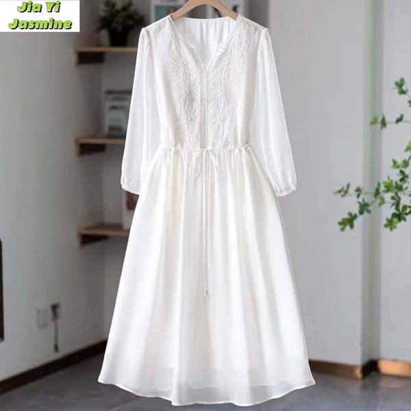 2024 Spring/summer New Women's High-end Temperament Loose and Slimming New Chinese Embroidery Chiffon Dress