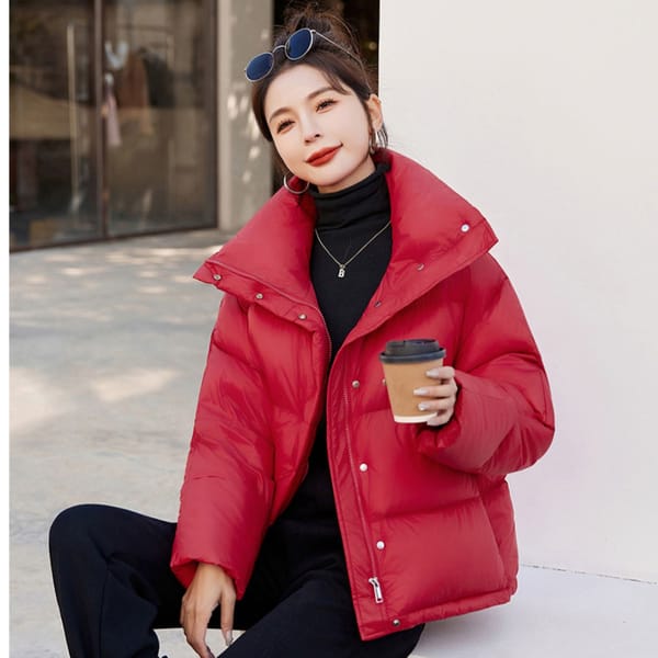Winter Women's Down Jacket Women's Jacket Stand-up Collar Warm Coat Loose Versatile Short Women's Bakery Clothing Leisure Parka